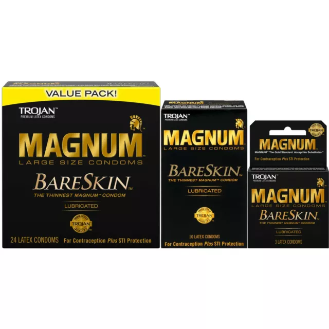 Trojan Magnum BareSkin Thinnest Sensitive Large Lubricated Latex Condoms