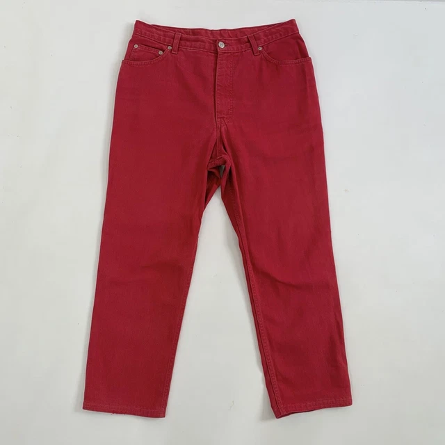 Jeans rossi St Michael UK 14 vintage anni '90 mamma a vita alta coronazione gamba dritta
