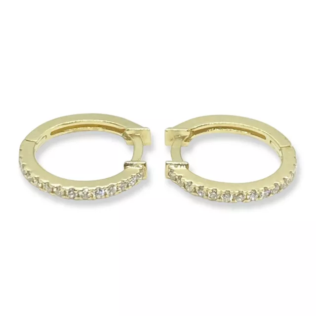 Diamond Hoop Earrings in 14k Solid Yellow Gold (0.16 ct. tw.) Small Huggie