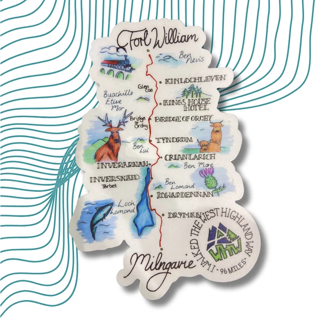 WEST HIGHLAND WAY WHW Souvenir Sticker Route Map Exclusive Design NEW £ ...
