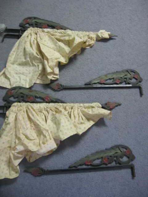 4 Metal Door/Window/Curtain Swing Extending Rod Antique Vintage Victorian Paint