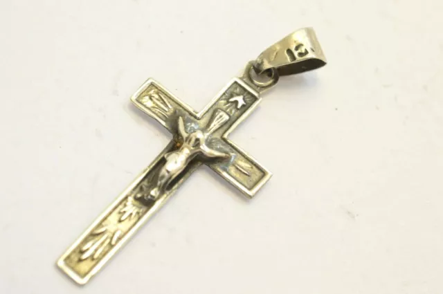 Small Taxco Mexican 925 Sterling Silver Crucifix Cross Pendant Top.  0.8 grams