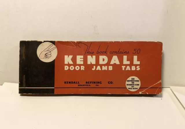 Vintage KENDALL MOTOR OIL 1950’s Door Jamb Tab Booklet,New Hampshire Laconia