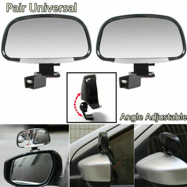 2x Black ABS Adjustable Car Blind Spot Side Rear View Mirror Wide Angle Mirrors