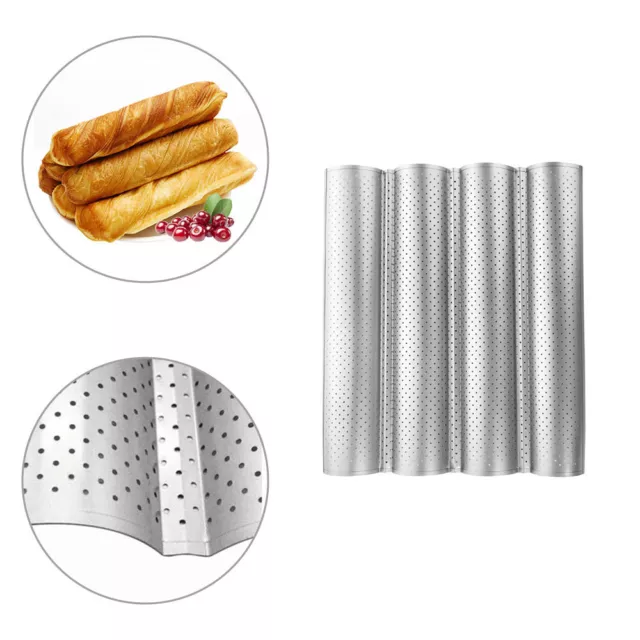 4 Wave Baguette Baking Tray Bread Mold French Loaf Tin Non-Stick Cake Plate Tool