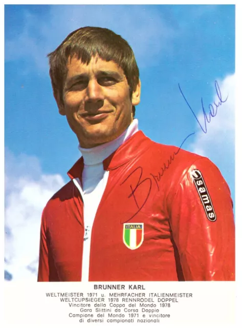 Karl Brunner (ITA) Rodeln (1.WM 1971) Autogrammkarte (03.24)