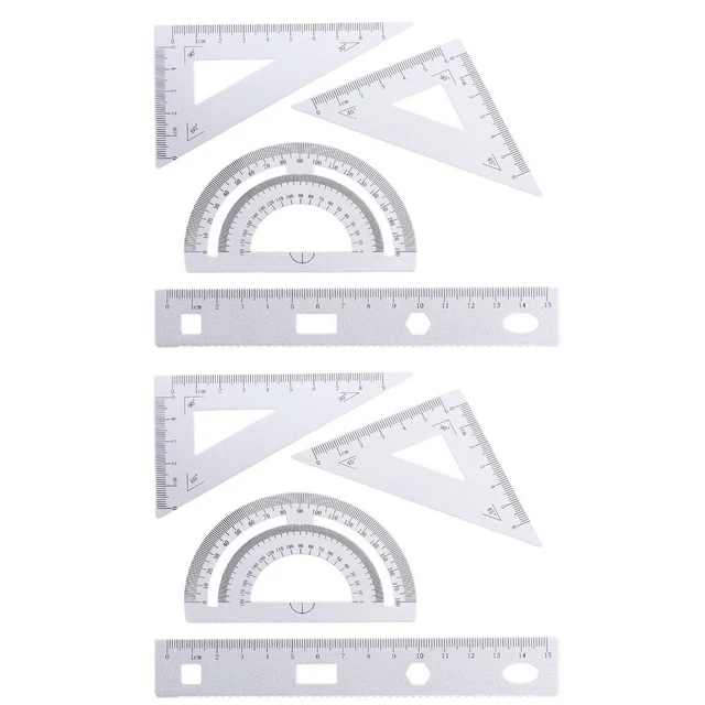 2 Sets Protractor Compass Set Four Piece Set Child Student Math Ruler Set