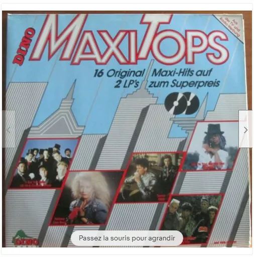 2 lp.dino maxitops -16 original hits version maxi -2 vinyles ex 1985