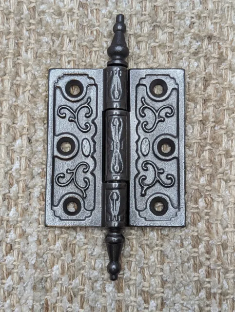 3" x 3 1/2" Antique Ornate Cast Iron Steeple Hinge