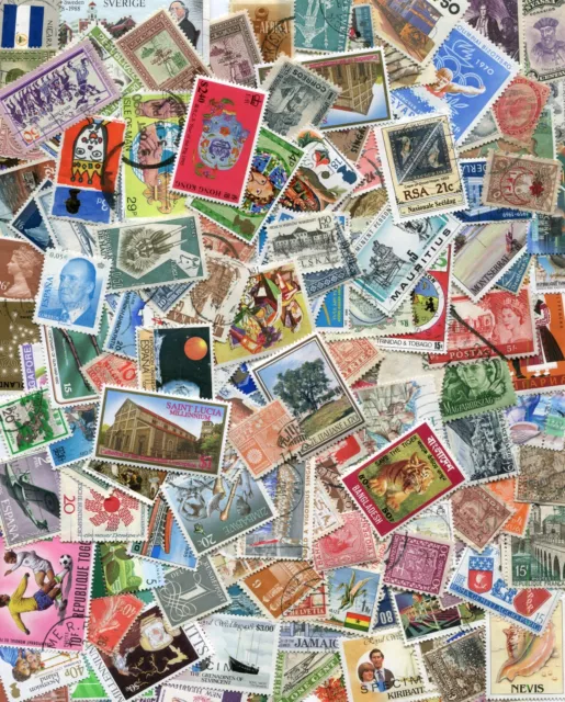 All World Stamps - off-paper - early to modern - 500+ stamps (AZZ)