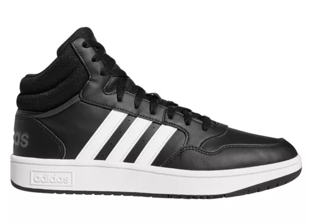 Chaussures pour Hommes adidas GW3020 Hoops 3.0 Baskets Hautes Sportif Cuir Noir