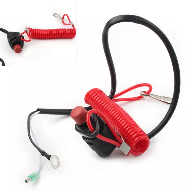 Boat Outboard Engine Kill Stop Switch With Safety Tether Lanyard Universal