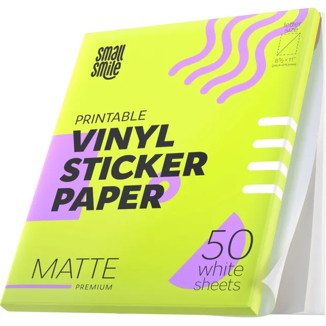 Glossy Printable Vinyl Sticker Paper for Inkjet Printer - 8.5x11 20 Sheets  US