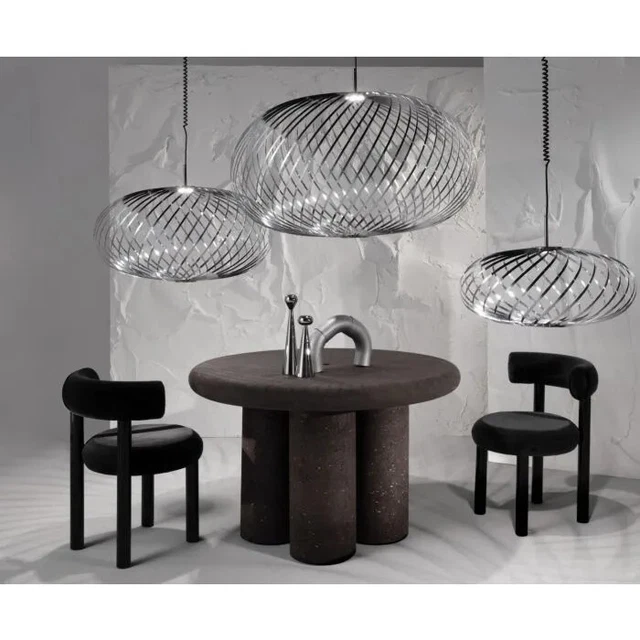 Tom Dixon Spring Pendant Light Silver Small Suspended Metal Wire Spiral Light
