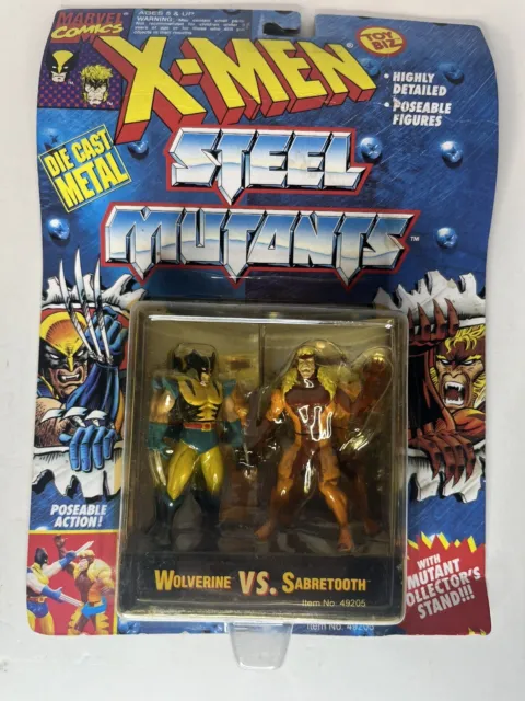 1994 X-MEN Steel Mutants Wolverine Vs Sabretooth Action Figures NEW Die Cast