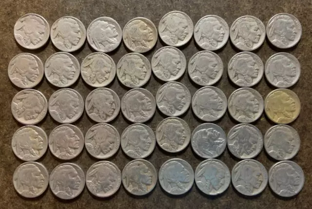 Roll (40 coins) Buffalo/Indian Head Nickels - Full Date - No Reserve