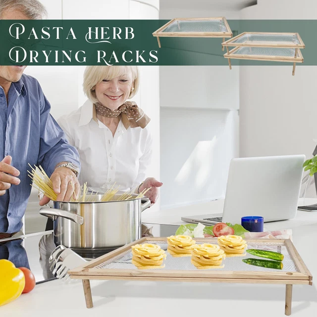 Wooden Pasta Herb Drying Racks 1/2-Tier Food-Dryer G6U. Kitchen Holder G9X5