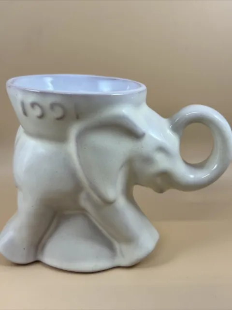 Frankoma Pottery 1991 Elephant Republican Mug, Ivory