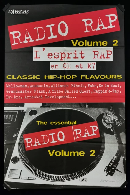 RADIO RAP VOLUME 2 - Affiche album Compilation Rap - 1995 - 119 x 78 cm