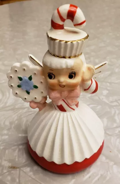 Vintage Peppermint Candycane Angel Cupcake Figurine Shafford MIJ Vintage Peppermint Candycane Angel Cupcake Figurine Shafford MIJ