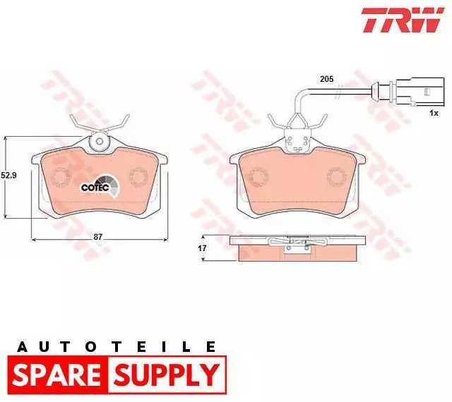 Bremsbelagsatz, Scheibenbremse Für Ford Seat Vw Trw Gdb1415