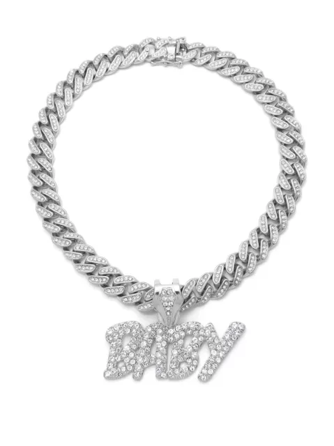 Chaîne cubaine Ice Bling Miami neuve avec pièce bébé bébé lil plaquée or 14 carats 2