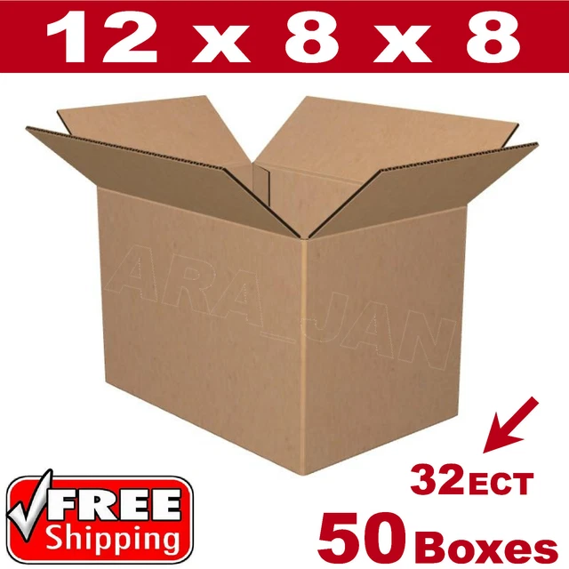 50 - 12x8x8 Cardboard Boxes Mailing Packing Shipping Box 32ECT Corrugated Carton