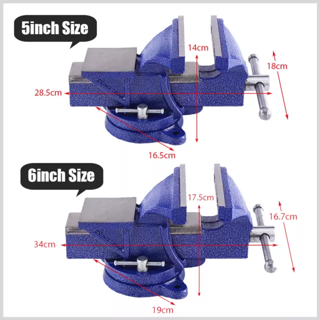 4'' 5'' 6'' 8' Heavy Duty Engineers Bench Vice Semi Level Swivel Base Steel AU 3