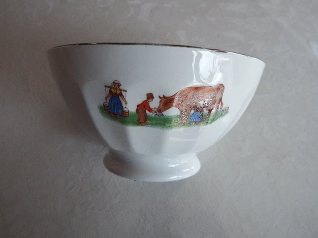 ANCIEN BOL . Scène Paysanne. Vache . Céramique,Déco Cuisine.déjeuner