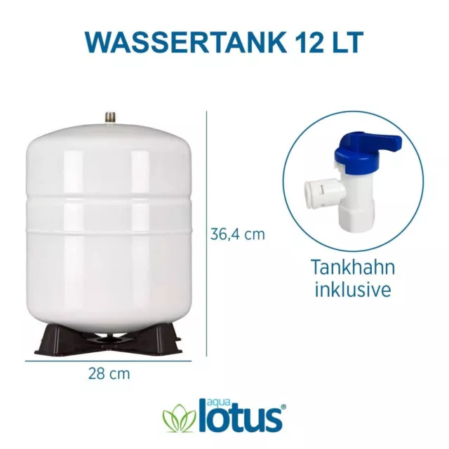 Vorratstank für Umkehr Osmoseanlagen / Wassertank 12 Liter + Tankhahn