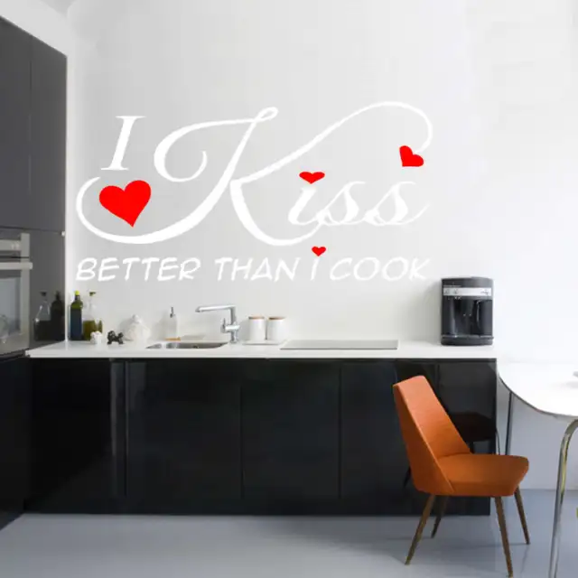 I Kiss Better than i Cook Wandaufkleber Aufkleber Transfer (ART1) Vinyl Dekor