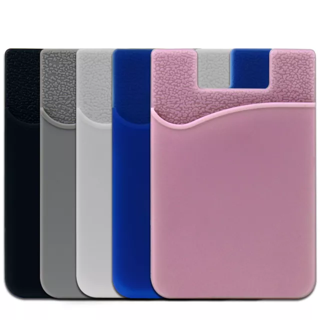 Silicone Mobile Phone Credit Card Pocket Wallet Caddy Holder Stick On Adhesive