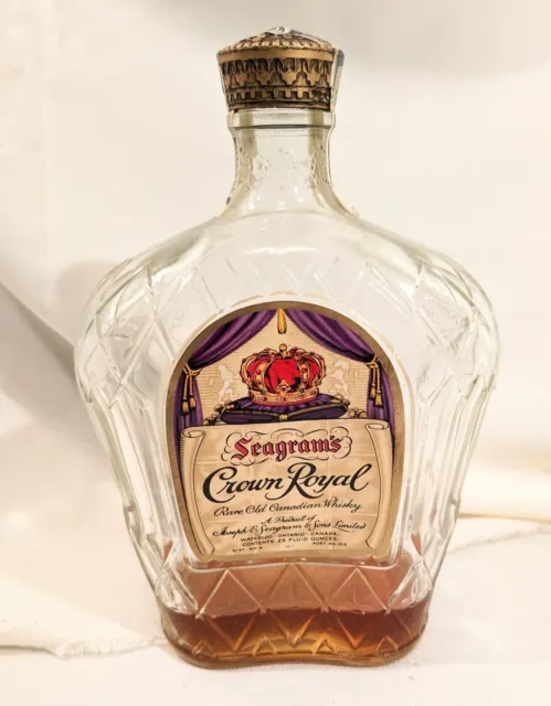 1969 Collector Empty Crown Shaped Bottle Seagrams Crown Royal Canada Tax Strip