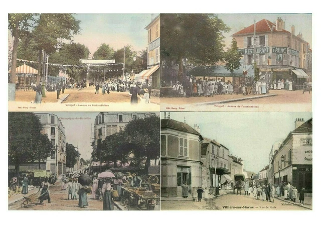 Dept 94 Lot De 4 Cartes .Villejuif.champigny.villiers/Marne Belle Animation 9X14