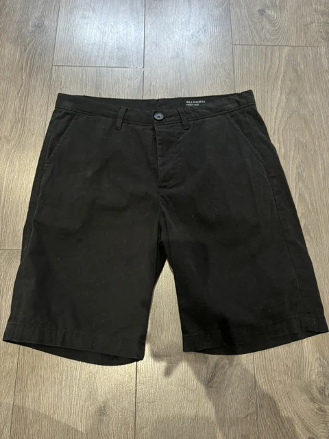 ALLSAINTS MITRE DECK Chino Shorts Mens 30 Black Slim Fit Summer Casual 24.99 PicClick UK