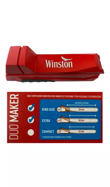 WINSTON © Duo Maker Stopfmaschine - Stopfgerät - Standard & Extra Hülsen Stopfer