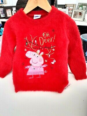 "peppa pig" bright red jumper soft and fluffy size 2/3yrs