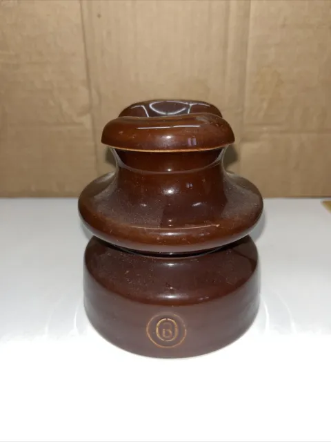 Vintage Ceramic Insulator / Ohio Brass Co. / Brown Glaze / 4.25” H