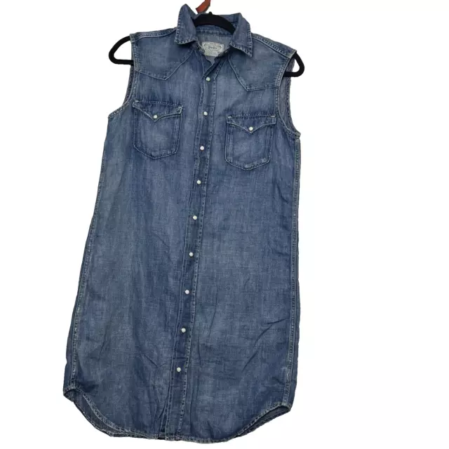 Polo Ralph Lauren Dress Size 6  Snap Front Sleeveless Denim Shirt Dress