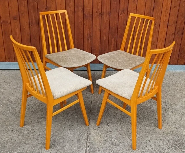 4x Sillas de Comedor Vintage Diseño Madera 60er Sprossenstuhl Danesa 60s