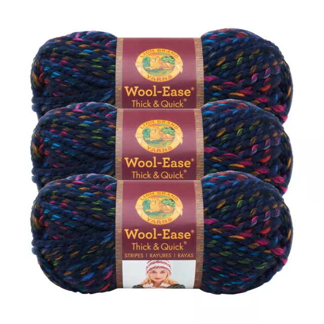 3 Pack) Lion Brand Yarn 640-622D Wool-Ease Thick & Quick Bulky Yarn,  Harvest