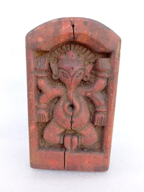 Antik Alt Selten Handgeschnitzt Holz Tribal Heilige Worship Hindu God Ganesha