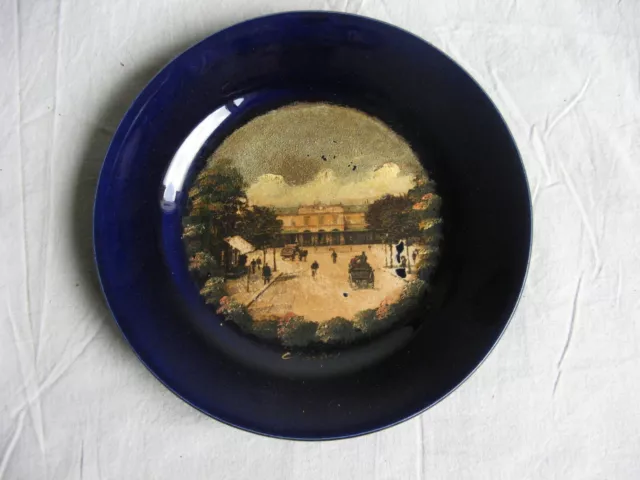 Belle assiette creuse ancienne faïence de Choisy le Roi vers 1900 bleu de Sèvres