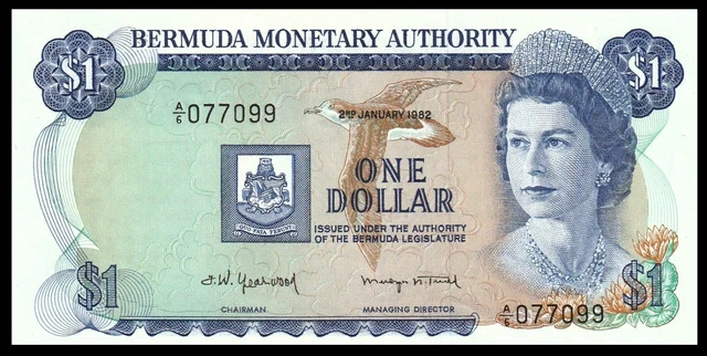 🇧🇲 Bermuda $1 Dollar, 1982, P 28b, UNC * QE II ***