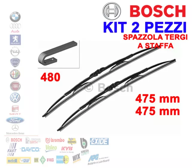 Kit 2 Spazzole Tergicristallo A Staffa Bosch 3397118540 47,5 Cm X2 480