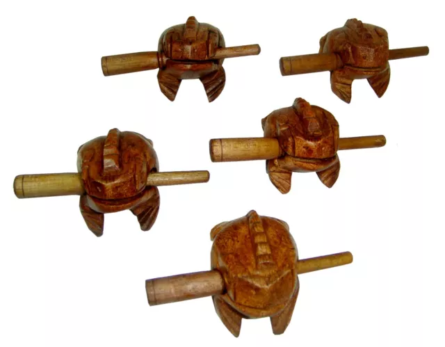 2"  Mini Frog Carved Wooden Croaking Instrument Musical Sound Frog Handcraft