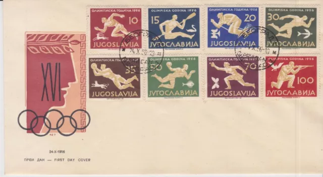 1956-89271 Yugoslavia 804/811 FDC Olympia OLYMPICS