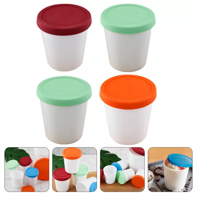 Set of 4 empty ice cream containers for storage plastic ice cream