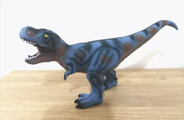 Large 23" Long x 10" Tall Blue T-REX Dinosaur Stuffed Rubber Plastic Figure Toy