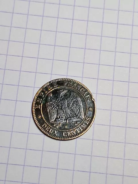 Monnaie France 2 centimes 1853 B Napoléon III tête nue